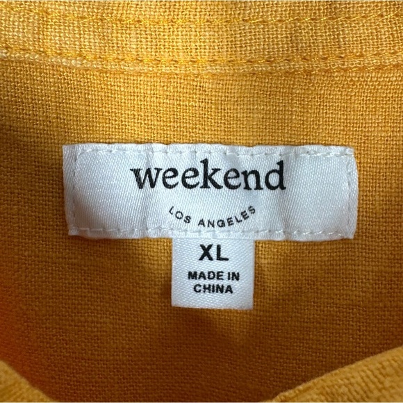 WEEKEND LA XL Orange Linen Blend Cropped Button Down Blouse Lightweight - Picture 7 of 7